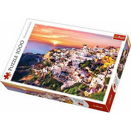 Trefl - Puzzle peisaje Apus in Santorini , Puzzle Copii, piese 1000