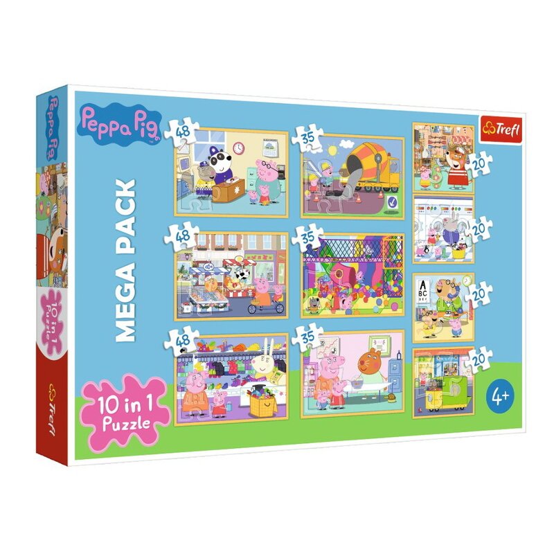 Trefl - puzzle personaje purcelusa peppa pig cu prietenii , puzzle copii , 10 in 1, piese 329