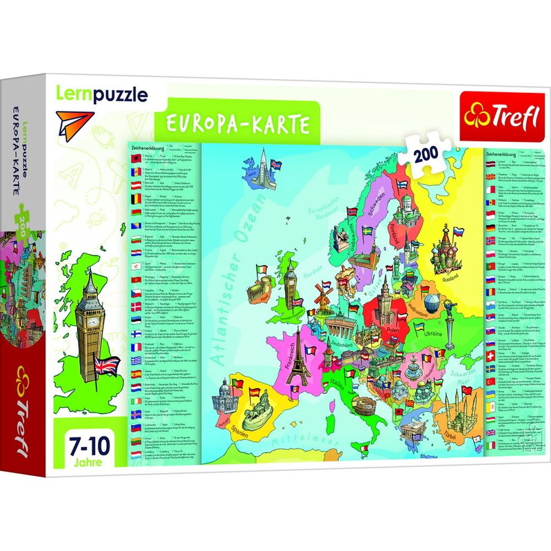 Trefl - puzzle trefl 200 educational harta europei