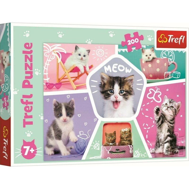 Trefl - puzzle animale pisicute in actiune , puzzle copii, piese 200