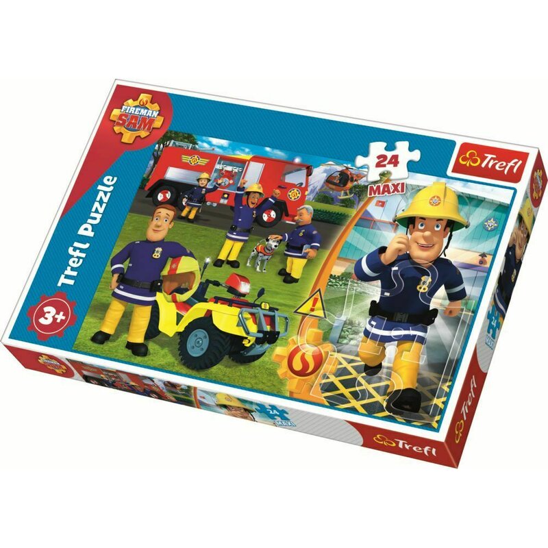 Trefl - puzzle personaje bravul pompier sam , puzzle copii , maxi, piese 24, multicolor