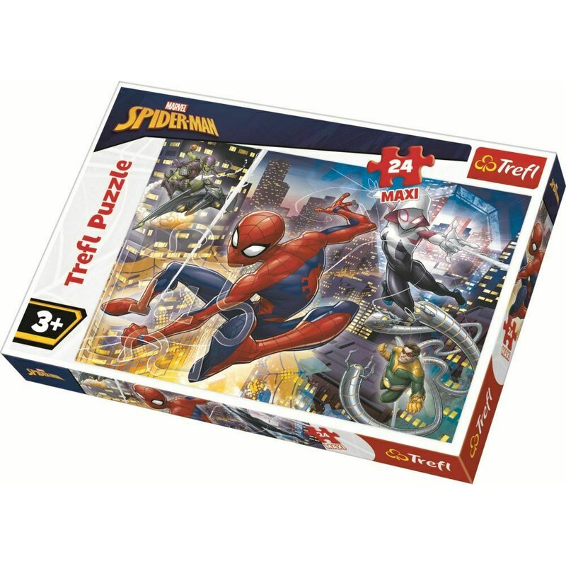 Trefl - puzzle personaje curajosul spiderman , puzzle copii , maxi, piese 24, multicolor