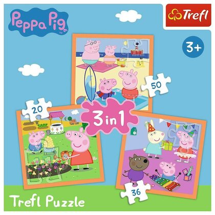 Trefl - Puzzle personaje Inventiva Peppa pig , Puzzle Copii , 3 in 1, piese 103
