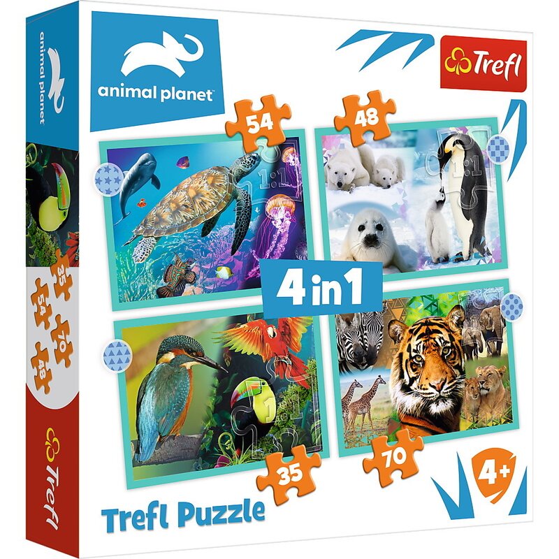 Trefl - puzzle trefl 4in1 animal planet - misterioasa lumea a animalelor