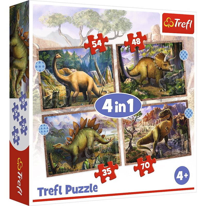 Trefl - puzzle trefl 4in1 dinozaurii interesanti