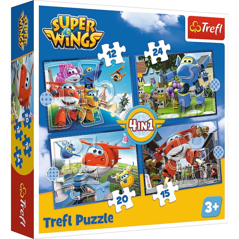 Trefl - puzzle personaje o echipa extraordinara , puzzle copii , 4 in 1, piese 71, multicolor