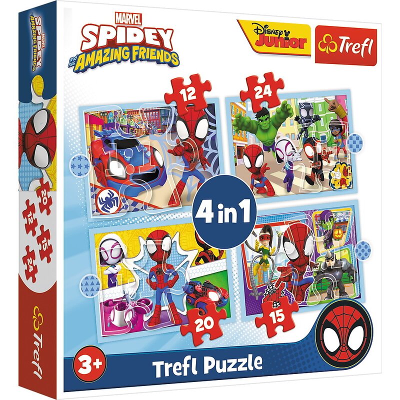 Trefl - PUZZLE 4IN1 SPIDAY ECHIPA SPIDAY