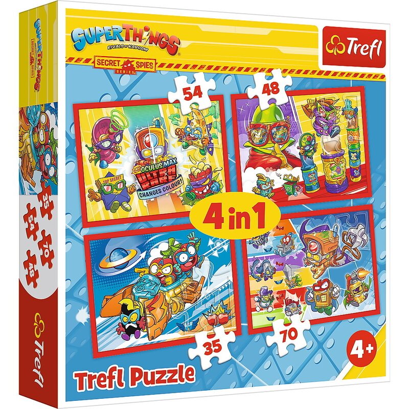 Trefl - puzzle personaje spionii secreti , puzzle copii , 4 in 1, piese 207