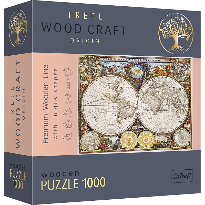 Trefl - puzzle trefl din lemn 1000 piese harta lumii antice