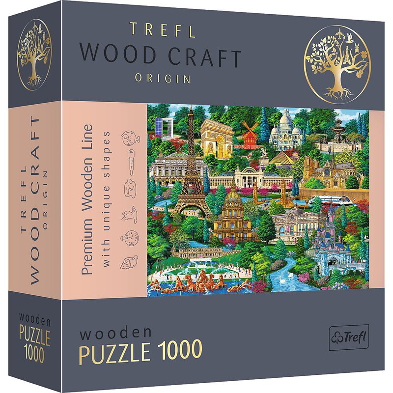 Trefl - puzzle trefl din lemn 1000 piese obiective turistice faimoase din franta