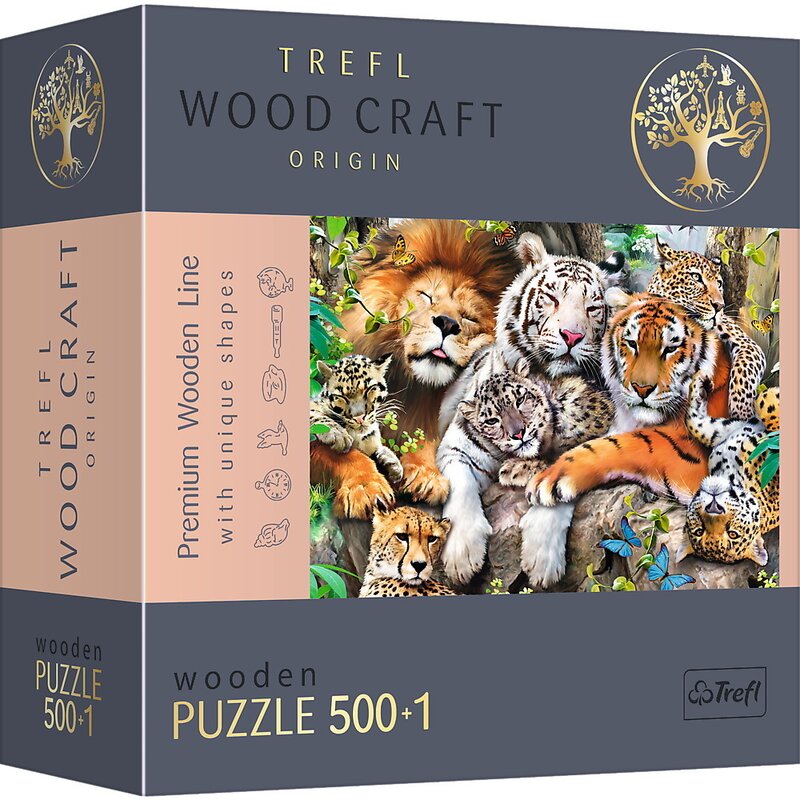 Trefl - puzzle trefl din lemn 500+1 piese felinele din jungla