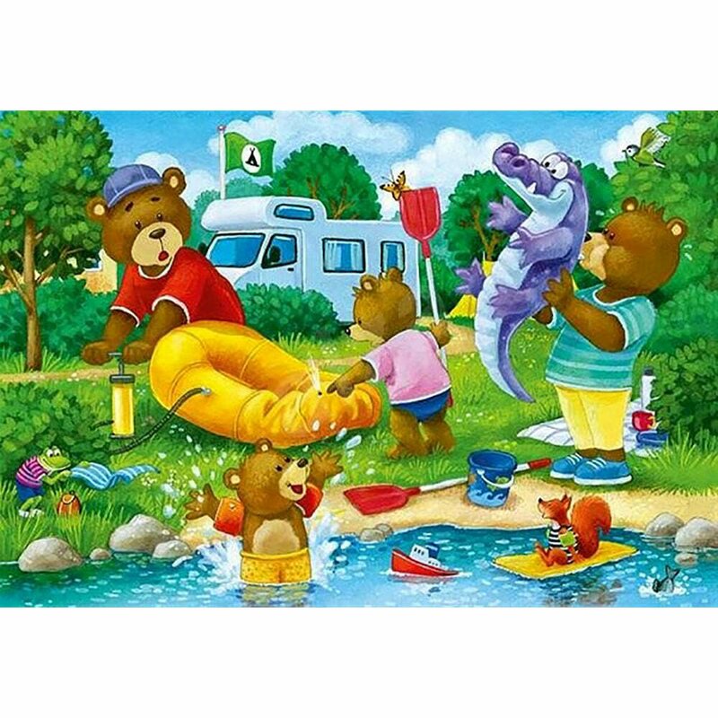 Ravensburger - Puzzle Ursi In Camping, 2X24 Piese