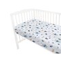 Qmini - Cearceaf cu elastic pentru patut 120X60 cm, Din bumbac certificat Oeko Tex Standard 100, Fox and Rabbit, Blue - 2