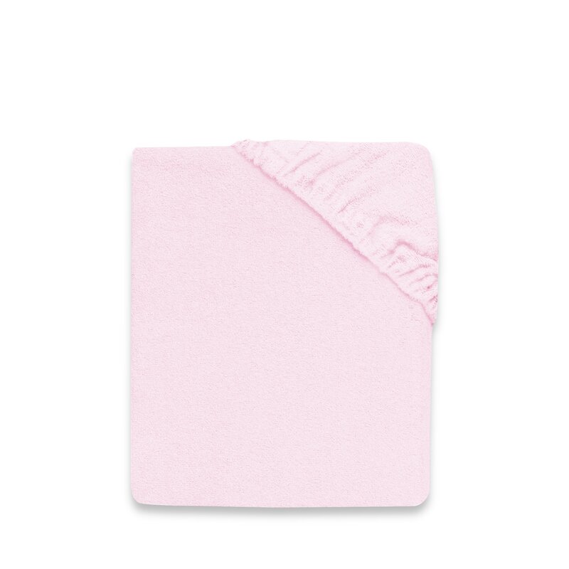 Qmini - Cearceaf cu elastic pentru patut leagan sau patut co-sleeper, Dimensiune 90x40 cm, Din bumbac terry, Material certificat Oeko Tex Standard 100, Pink