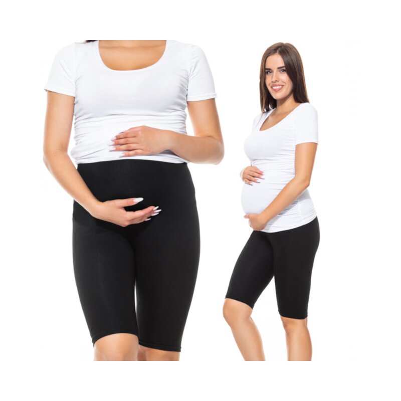 Qmini - colanti scurti pentru gravide, cu talie speciala, din bumbac, masura xl, black