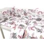 Lenjerie patut 3 piese, Qmini, Pentru patut 120x60 cm, Cu protectie laterala, Din bumbac certificat Oeko Tex Standard 100, Elephants on Rainbow Pink - 3