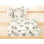 Lenjerie patut 3 piese, Qmini, Pentru patut 140x70 cm, Cu protectie laterala, Din bumbac certificat Oeko Tex Standard 100, Dragons Beige - 2