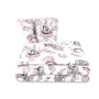Lenjerie patut 3 piese, Qmini, Pentru patut 140x70 cm, Cu protectie laterala, Din bumbac certificat Oeko Tex Standard 100, Elephants on Rainbow Pink - 1