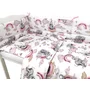Lenjerie patut 3 piese, Qmini, Pentru patut 140x70 cm, Cu protectie laterala, Din bumbac certificat Oeko Tex Standard 100, Elephants on Rainbow Pink - 3