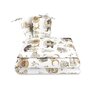 Lenjerie patut 3 piese, Qmini, Pentru patut 140x70 cm, Cu protectie laterala, Din bumbac certificat Oeko Tex Standard 100, Teddy Bear and Friends Beige - 1