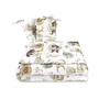 Lenjerie patut 3 piese, Qmini, Pentru patut 140x70 cm, Cu protectie laterala, Din bumbac certificat Oeko Tex Standard 100, Teddy Bear and Friends Beige