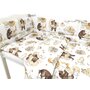 Lenjerie patut 3 piese, Qmini, Pentru patut 140x70 cm, Cu protectie laterala, Din bumbac certificat Oeko Tex Standard 100, Teddy Bear and Friends Beige - 3