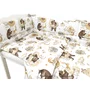Lenjerie patut 3 piese, Qmini, Pentru patut 140x70 cm, Cu protectie laterala, Din bumbac certificat Oeko Tex Standard 100, Teddy Bear and Friends Beige - 3