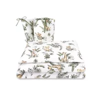 Lenjerie patut 3 piese, Qmini, Pentru patut 120x60 cm, Cu protectie laterala, Din bumbac certificat Oeko Tex Standard 100, Safari