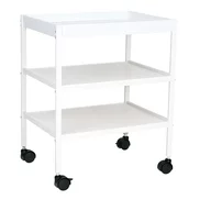 Masuta de schimbat, Qmini, Cu 2 polite pentru depozitare, Potrivita pentru saltelute de infasat de 70x50 cm, Inaltime 86 cm, Alb