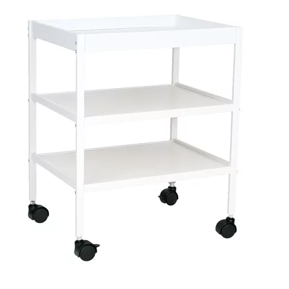 Masuta de schimbat, Qmini, Cu 2 polite pentru depozitare, Potrivita pentru saltelute de infasat de 70x50 cm, Inaltime 86 cm, Alb