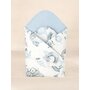 Paturica de infasat, Qmini, Cu doua fete, Cu multiple utilizari, Cu inchidere arici velcro, Dimensiune 75x75 cm, Din bumbac certificat Oeko Tex Standard 100, Elephants on Rainbow Blue - 2