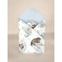 Paturica de infasat, Qmini, Cu doua fete, Cu multiple utilizari, Cu inchidere arici velcro, Dimensiune 75x75 cm, Din bumbac certificat Oeko Tex Standard 100, Teddy Bear and Friends Blue - 2