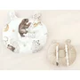 Perna bebelusi, Qmini, Ursulet, Multifunctionala, Cu doua fete, Tesatura pufoasa minky si bumbac, Materiale certificate Oeko Tex Standard 100, 30x23 cm, Minky Teddy Bear and Friends Beige - 2