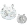 Qmini - Perna bebelusi Ursulet, Multifunctionala, Cu doua fete, Tesatura pufoasa minky si bumbac, Materiale certificate Oeko Tex Standard 100, Dimensiune 30x23 cm, Minky Teddy Bear with Blue Heart - 1