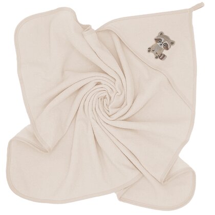 Prosop cu gluga, Qmini, Din bumbac, 80x80 cm, Ecru