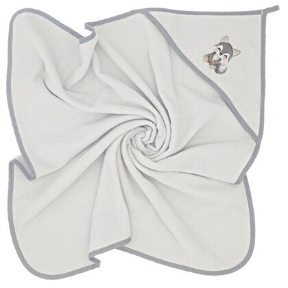 Prosop cu gluga, Qmini, Din bumbac, 80x80 cm, Grey