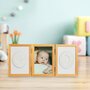 Kit rama foto, Qmini, My First Memory, 10x15 cm, Cu mulaj amprenta manuta si piciorus, Cu utilizare pe birou sau prindere in perete, Non-toxic, Conform cu standardul european de siguranta EN 71-3:2019, Natur - 2