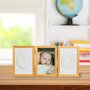 Kit rama foto, Qmini, My First Memory, 10x15 cm, Cu mulaj amprenta manuta si piciorus, Cu utilizare pe birou sau prindere in perete, Non-toxic, Conform cu standardul european de siguranta EN 71-3:2019, Natur - 3