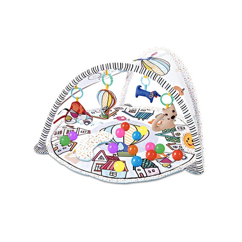 Qmini - salteluta interactiva abby , cu muzica, 20 bile, 6 jucarii , pentru activitati educationale, din poliester, 85x85 cm, multicolor