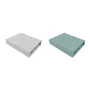 Set 2 cearceafuri cu elastic, Qmini, Pentru patut leagan sau patut co-sleeper, 90x40 cm, Din bumbac, Material certificat Oeko Tex Standard 100, Grey and Dark Mint - 1