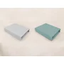 Set 2 cearceafuri cu elastic, Qmini, Pentru patut leagan sau patut co-sleeper, 90x40 cm, Din bumbac, Material certificat Oeko Tex Standard 100, Grey and Dark Mint - 2