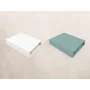 Set 2 cearceafuri cu elastic, Qmini, Pentru patut leagan sau patut co-sleeper, 90x40 cm, Din bumbac, Material certificat Oeko Tex Standard 100, White and Dark Mint - 2