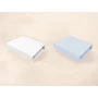 Set 2 cearceafuri cu elastic, Qmini, Pentru patut leagan sau patut co-sleeper, 90x50 cm, Din bumbac, Material certificat Oeko Tex Standard 100, White and Blue - 2