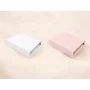 Set 2 cearceafuri cu elastic, Qmini, Pentru patut leagan sau patut co-sleeper, 90x50 cm, Din bumbac, Material certificat Oeko Tex Standard 100, White and Powdery Pink - 2