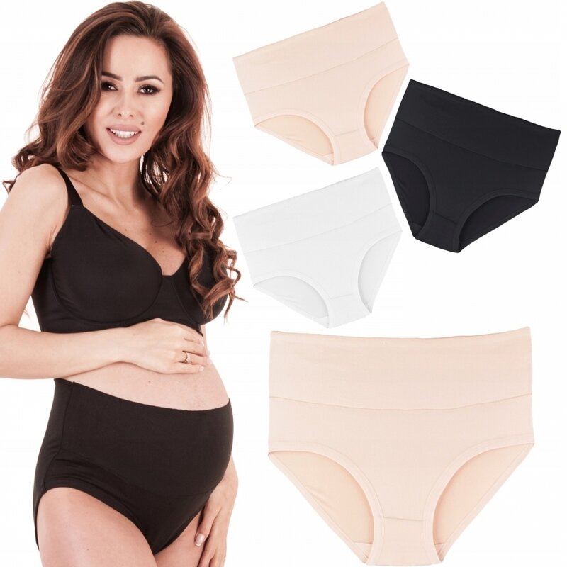 Qmini - set 4 bucati chiloti gravide din bambus, l/xl, mix de culori