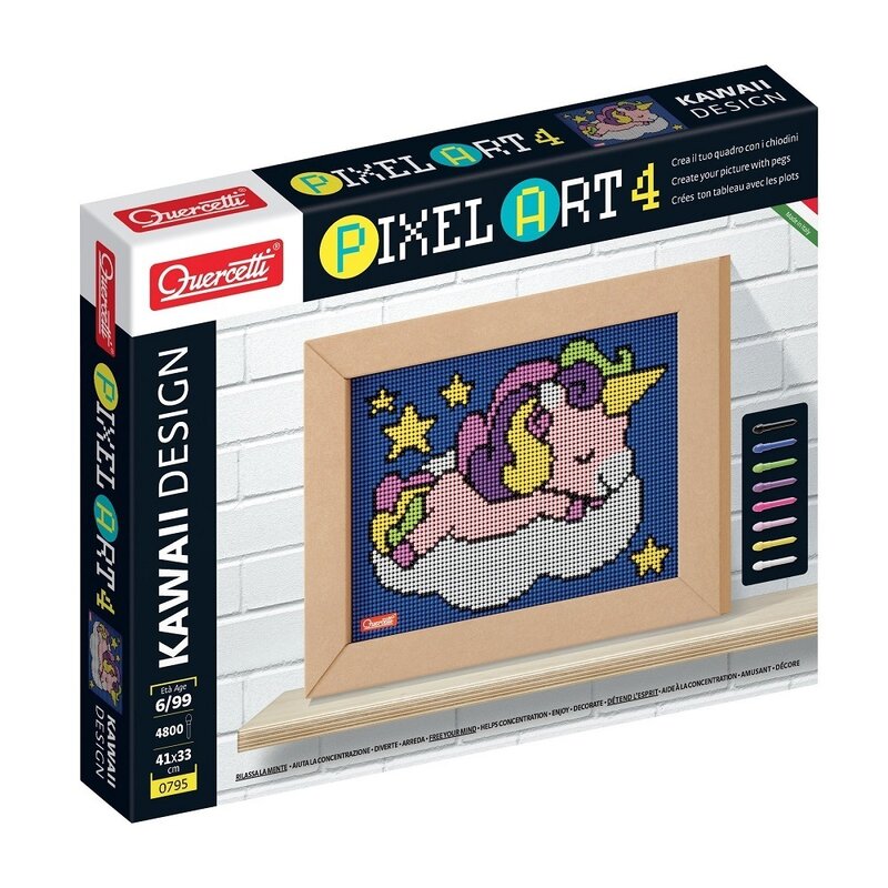 Quercetti - set creativ kawaii unicorn , pixel art, 4 planse