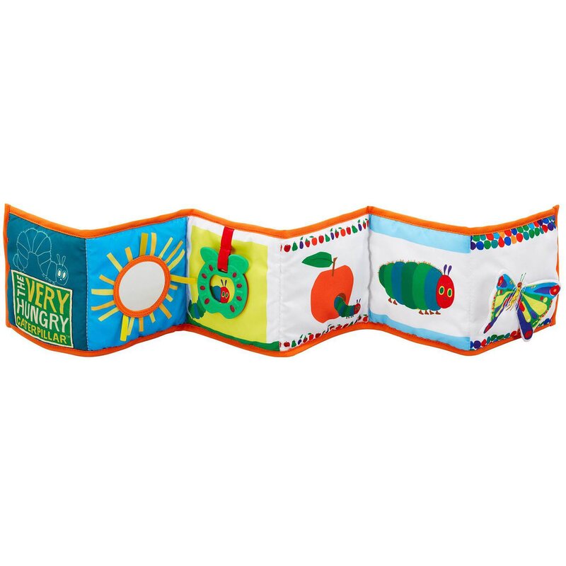 Rainbow designs - jucarie textila tiny & very hungry caterpillar cu doua fete pentru dezvoltare senzoriala