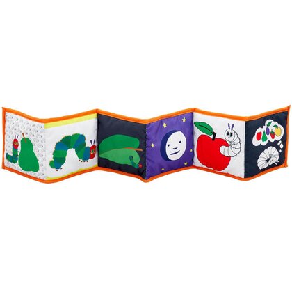 Rainbow Designs - Jucarie textila Tiny & Very Hungry Caterpillar cu doua fete pentru dezvoltare senzoriala