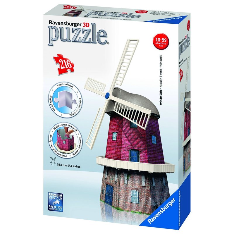 Ravensburger - Puzzle 3D Moara de vant, 216 piese