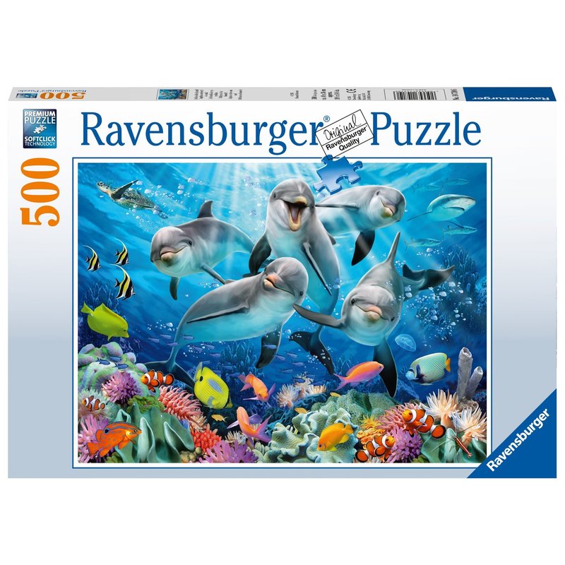 Ravensburger - Puzzle Delfini, 500 Piese, Albastru